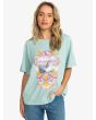 Mujer con camiseta oversize de manga corta Roxy Girl Need Love A Azul 