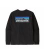 Camiseta de manga larga Patagonia M's LS P-6 Logo Responsibili-Tee Negra para hombre posterior