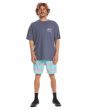 Hombre con camiseta oversize de manga corta Quiksilver Spin Cycle Azul corte extragrande
