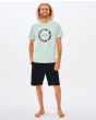 Hombre con camiseta de manga corta Rip Curl Fill Me Up verde menta frontal