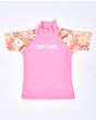 Camiseta de protección solar Rip Curl Girls UV SS rosa para niña