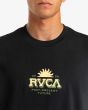 Hombre con Camiseta orgánica de manga corta RVCA Type Set Negra serigafía