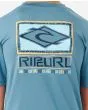 Niño con camiseta técnica de manga corta Rip Curl Tube Heads azul con protección solar UPF 50 logo espalda