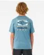 Niño con camiseta técnica de manga corta Rip Curl Tube Heads azul con protección solar UPF 50 posterior