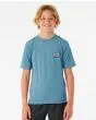 Niño con camiseta técnica de manga corta Rip Curl Tube Heads azul con protección solar UPF 50