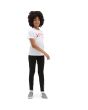 Niña con camiseta de cuello redondo Vans Flying V Crew Girls blanca frontal