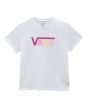 Camiseta de cuello redondo Vans Flying V Crew Girls blanca 