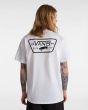 Hombre con camiseta de manga corta Vans Full Patch Blanca con logo negro espalda