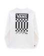 Camiseta de manga larga Vans Off The Wall Check Graphic Blanca para hombre posterior