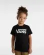 Niña con camiseta infantil Vans Classic Negra con logo blanco