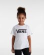 Niña con camiseta infantil Vans Classic Blanca con logo negro