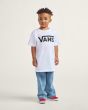 Niño con camiseta infantil Vans Classic Blanca con logo negro