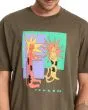 Hombre con Camiseta de manga corta Volcom Longo Cats Sage Leaf gráfico gatos