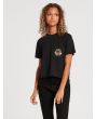 Mujer con camiseta de Manga Corta con bolsillo Volcom Pocket Dial negra frontal