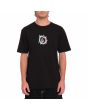 Hombre con camiseta orgánica de manga corta Volcom Realusion Negra frontal
