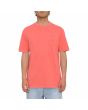 Hombre con camiseta orgánica de manga corta Volcom Solid Stone Washed Ruby