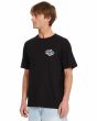 Hombre con camiseta de manga corta Volcom Startlog Negra lateral
