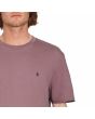 Hombre con Camiseta orgánica de manga corta Volcom Stone Blanks Bordeaux Brown bordado