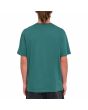 Hombre con camiseta orgánica de manga corta Volcom Stone Blanks Verde Turquesa posterior
