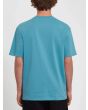 Hombre con camiseta orgánica de manga corta Volcom Stone Blanks azul posterior