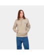 Hombre con sudadera de capucha Carhartt WIP Script Embroidery Sweatshirt beige con logo negro
