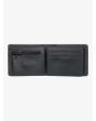 Cartera de cuero con triple hoja Quiksilver Mack negra para hombre abierta