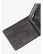Cartera de cuero sintético con doble hoja Quiksilver Slim Rays negra para hombre ranuras tarjetas
