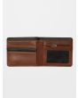 Cartera de cuero sintético Volcom Slim Stone S marrón para hombre abierta