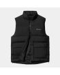 Chaleco acolchado e impermeable Carhartt WIP Springfield Vest Negro con logo gris para hombre cremallera