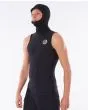 Hombre con Top de neopreno sin mangas con capucha Rip Curl Flashbomb Polypro negro