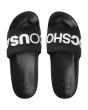 Chanclas Slider DC Shoes Slide negras y blancas para hombre superior
