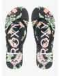 Chanclas Roxy Tahiti ARJL100869-BL0 mujer, vista superior, plantilla con estampado floral tropical y logotipo Roxy moldeado en la correa
