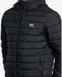 Hombre con Chaqueta acolchada e impermeable con capucha RVCA Packable Puffa Negra cremallera