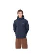 Hombre con Chaqueta impermeable con capucha Carhartt WIP Hooded Sail Jacket Azul Marino - Blanco cerrada