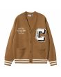 Chaqueta de punto estilo universitario Carhartt WIP Brown Ducks Cardigan Hamilton Brown-Wax para hombre