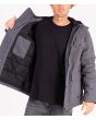 Hombre con chaqueta acolchada Hurley Idyllwild 3M Parka gris bolsillo interior