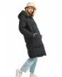 Mujer con chaqueta larga acolchada Roxy Test of Time en Negro Antracita lateral