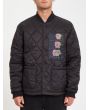 Hombre con chaqueta acolchada reversible Volcom Lookster anverso negra