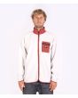 Hombre con chaqueta Sherpa Hurley Byron Burrrito Track Zip blanca con detalles en rojo