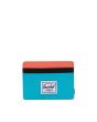 Cartera Tarjetero Herschel Supply Company Charlie - Blue Bird - Black Ripstop - Emberglow color azul negro y rojo Frontal