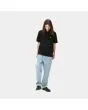 Hombre con polo de manga corta Carhartt WIP Chase Pique negro frontal