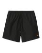 Bañador elástico Carhartt WIP Chase Swim Trunks Negro con logo dorado para hombre