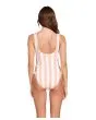 Bañador Mujer Volcom Coco One Piece blanco y coral a rayas posterior