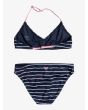 Conjunto de bikini triangular Roxy Bico Basic Stripe Azul Marino para Niñas 6-16 años posterior