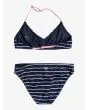 Conjunto de bikini triangular Roxy Bico Basic Stripe Azul Marino para Niñas 6-16 años posterior