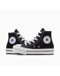 Zapatillas Converse de plataforma Chuck Taylor All Star EVA Lift Canvas Platform High Top negras y blancas Unisex lateral 
