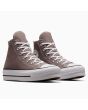 Zapatillas Converse con plataforma Chuck Taylor All Star Lift High Top color marrón blanco y negro para mujer frontal