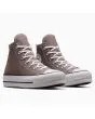Zapatillas Converse con plataforma Chuck Taylor All Star Lift High Top color marrón blanco y negro para mujer frontal