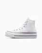 Zapatillas Converse con plataforma Chuck Taylor All Star Lift High Top color blanco y negro para mujer izquierda