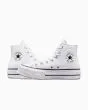 Zapatillas Converse con plataforma Chuck Taylor All Star Lift High Top color blanco y negro para mujer lateral